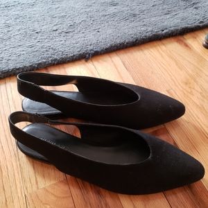 Everlane The V Slingback Black Suede
